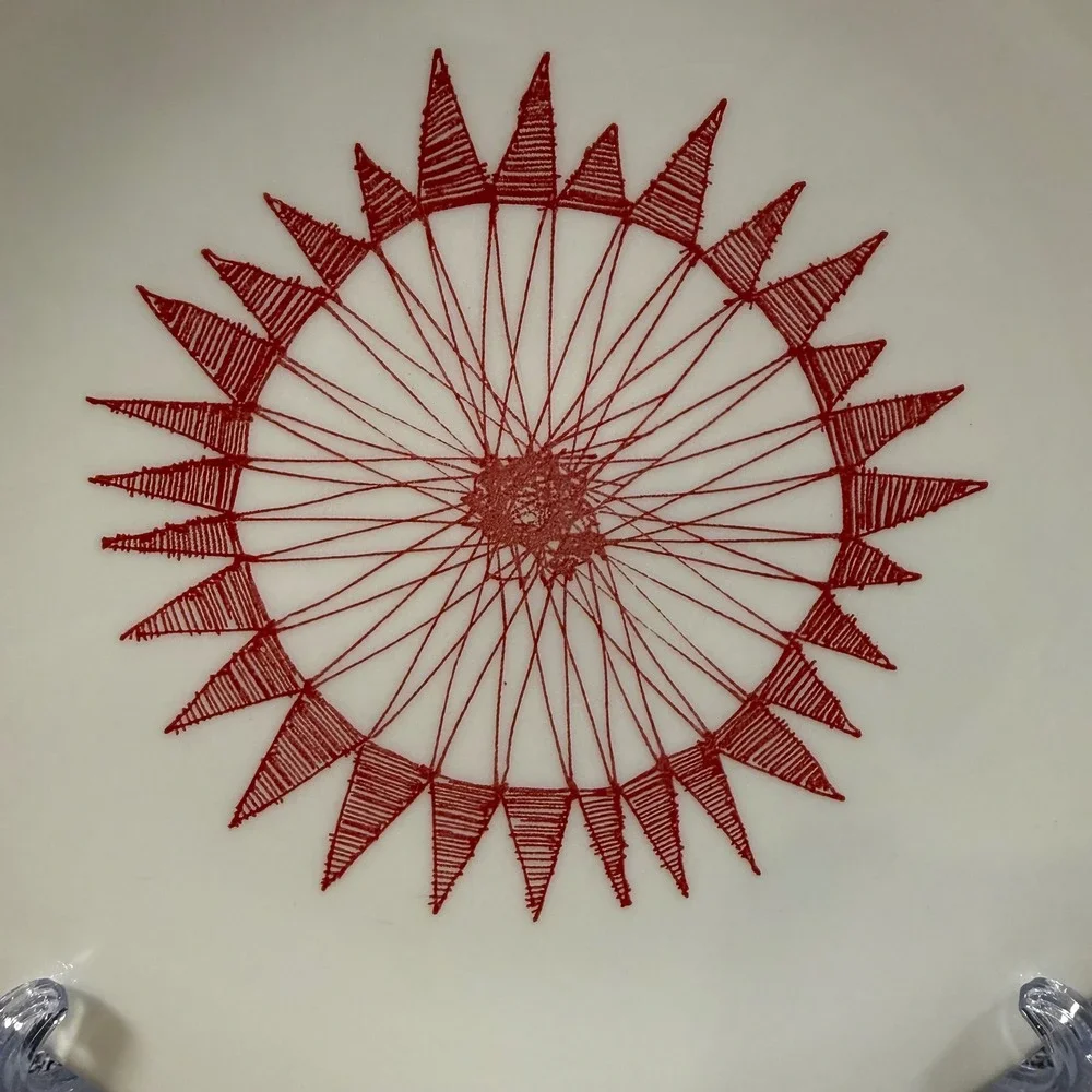 Crate & Barrel Appetizer Dessert Plate Red Ornament Geometric Great Britain 7